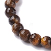 Natural Tiger Eye & Moonstone & Black Stone & Cherry Quartz Glass Round Beads Stretch Bracelets Set BJEW-JB07293-9