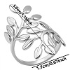 Non-Tarnish Minimalist Adjustable Stainless Steel Leaf Open Cuff Ring for Women MP0317-1-1