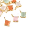 Brass Cat Eye Pendants KK-C251-09C-G-4