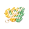 Glass Seed Beaded Maple Leaf Pendants PALLOY-MZ00889-03-4