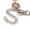 Enamel Daisy Link Chains Bracelet BJEW-P271-01P-04-4