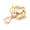 Brass Micro Pave Clear Cubic Zirconia Pendants KK-F916-34G-2