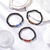Natural & Synthetic Gemstone Round Beaded Stretch Bracelets for Men Women BJEW-JB12263-1