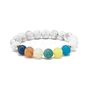 Synthetic Howlite & Weathered Agate(Dyed) Round Beaded Stretch Bracelet BJEW-JB08399-01-1