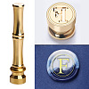 Golden Tone Brass Wax Seal Stamp Head with Bamboo Stick Shaped Handle LS-STAM-K001-05G-F-1