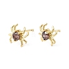 Spider Brass Micro Pave Cubic Zirconia Stud Earrings EJEW-L306-04G-02-4