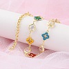 Clover Brass Link Bracelets for Woman BJEW-S157-02G-3