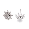 Anti-Tarnish Rhodium Plated 925 Sterling Silver Stud Earring Findings STER-T007-115P-2