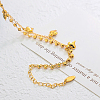 Vintage Beach Brass Heart Tassel Double Layer Chain Anklets for Women VK8892-2