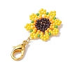 Sunflower Glass Seed Beaded Pendant Decorations HJEW-MZ00137-5