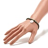 Natural Australian Turquoise(Jasper) Round Beaded Stretch Bracelet with Leaf Charm BJEW-JB07587-02-3