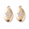 Brass Micro Pave Clear Cubic Zirconia Charms KK-G418-10G-1