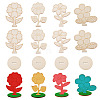20Pcs 4 Styles Flower Unfinished Wood Display Decorations for DIY Painting Decoration Crafts DJEW-TA0001-38-1