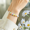 8Pcs 2 Colors Flat Round with Heart Acrylic Beads Bracelets for Women BJEW-HY0001-16-5