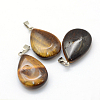 Teardrop Natural Tiger Eye Pendants G-Q368-06-2