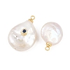 Brass Micro Pave Cubic Zirconia with Natural Pearl Pendants KK-Z146-07C-05-2