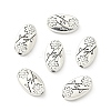 Oval with Flower Tibetan Style Alloy Beads X-TIBEB-1199-AS-LF-4