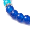 Baking Paint Imitation Jade Glass Round Beaded Charm Bracelets BJEW-JB11737-01-4