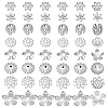 64Pcs 8 Style Brass Multi-Petal Bead Caps KK-PH0012-84-1
