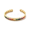 Colorful Cubic Zirconia Open Cuff Bangle BJEW-P281-04G-2