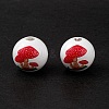 Printed Natural Wood European Beads X-WOOD-C015-05-4