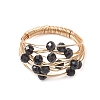 Natural Black Tourmaline Finger Rings RJEW-TA00221-04-2