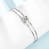 304 Stainless Steel Double Layers Cuff Bangles for Women BJEW-Z165-01P-1