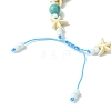 Turtle & Starfish & Round Synthetic Green Turquoise Braided Beaded Bracelets BJEW-TA00363-3