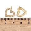 Brass ABS Plastic Pearl Hollow Heart Stud Earrings EJEW-L275-14G-04-5