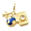 Brass Enamel Airplane & Earth & Camera European Dangle Charms KK-M309-18G-01-1