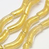 Twist Tube Shaped Handmade Gold Foil Lampwork Beads Strands X-FOIL-L006-05-1