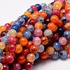Dyed Natural Agate Faceted Round Beads Strands G-E320E-8mm-01-1