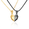 Valentine's Day Stainless Steel Magnetic Heart-shaped Couples Necklace Set with Peach Heart Pendant RE7695-8-1