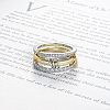 Stainless Steel Micro Pave Clear Cubic Zirconia Stackable Finger Rings WGD96BD-02-1