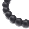3Pcs 3 Style Natural Black Agate(Dyed) & Lava Rock & Synthetic Hematite Round Beaded Stretch Bracelets Set BJEW-JB08897-6