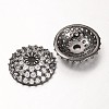 Apetalous Half Round/Dome Brass Micro Pave Cubic Zirconia Bead Caps ZIRC-D063-B-1