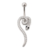 Alloy Rhinestone Snake Curved Barbell Belly Rings AJEW-R007-03P-02-4