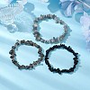 3Pcs Natural Smoky Quartz & Natural Obsidian & Natural Labradorite Chip Beaded Stretch Bracelet Sets BJEW-JB10860-5