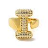 Letter Brass Micro Pave Clear Cubic Zirconia Open Cuff Ring for Women RJEW-N046-03I-G-2