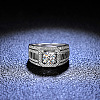 Rhodium Plated 925 Sterling Silver Micro Pave 6.5x3.9mm Moissanite Finger Rings WGBE16F-30-2