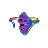 304 Stainless Steel Leaf Cuff Ring RJEW-N038-051-2