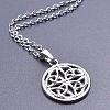 201 Stainless Steel Flat Round with Viking Knot Pendant Necklaces for Women Men FS-WGDB207-01-1