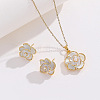 Brass Enamel Flower Pendant Necklaces & Stud Earrings Sets for Women FS-WG71802-01-5