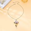 Alloy Enamel Cross Flower Pendant Necklaces for Women WGCE41D-02-1