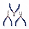 Set of 3 Jewelry Making Supplies Craft DIY Pliers Tool Set Flat Nosed Round Nosed Wire Cutter Pliers Blue TOOL-YW0001-07-2