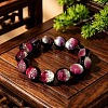14MM Luminous Handmade Foil Glass Round Beaded Stretch Bracelets LA-CBA41F9-01C-1