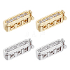 4Pcs 2 Colors Rectangle Brass Micro Pave Clear Cubic Zirconia Twister Clasps ZIRC-DC0001-31-1