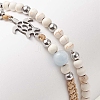 2Pcs 2 Style Synthetic Turquoise(Dyed) & Natural White Jade Braided Bead Bracelets Set BJEW-JB09255-2