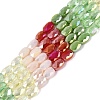 Electroplate Imitation Jade & Opaque & Transparent Glass Beads Strands EGLA-Q135-4x6MM-01F-1
