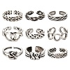 9Pcs 9 Style Alloy Cuff Finger Rings RJEW-LS0001-28AS-2